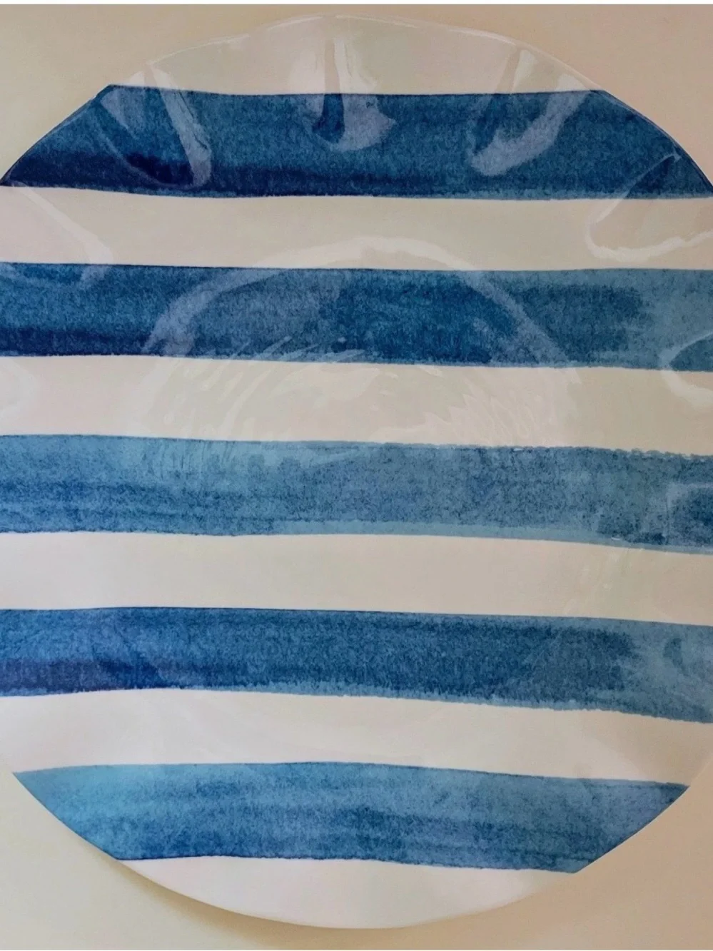 Hobby Lobby Blue Stripes Melamine Salad & Dinner Plates 4 Each Summer Watercolor